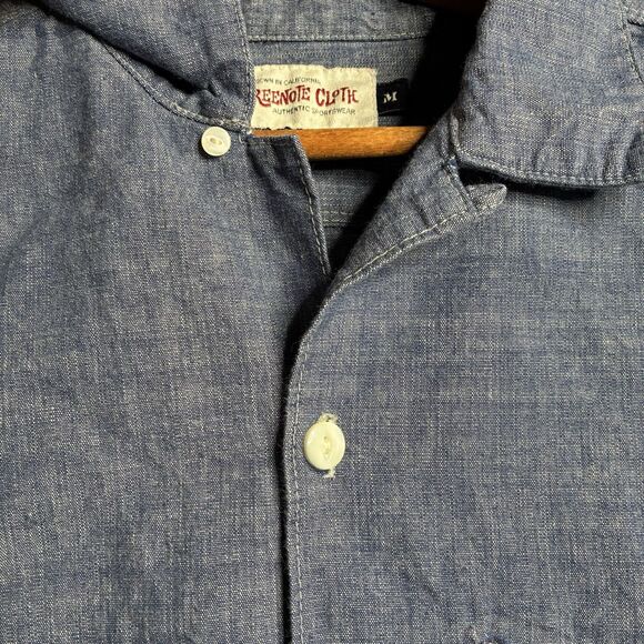 Freenote Cloth Dayton Shirt Mens Medium Denim Chambray Short Sleeve Selvedge - Picture 4 of 12